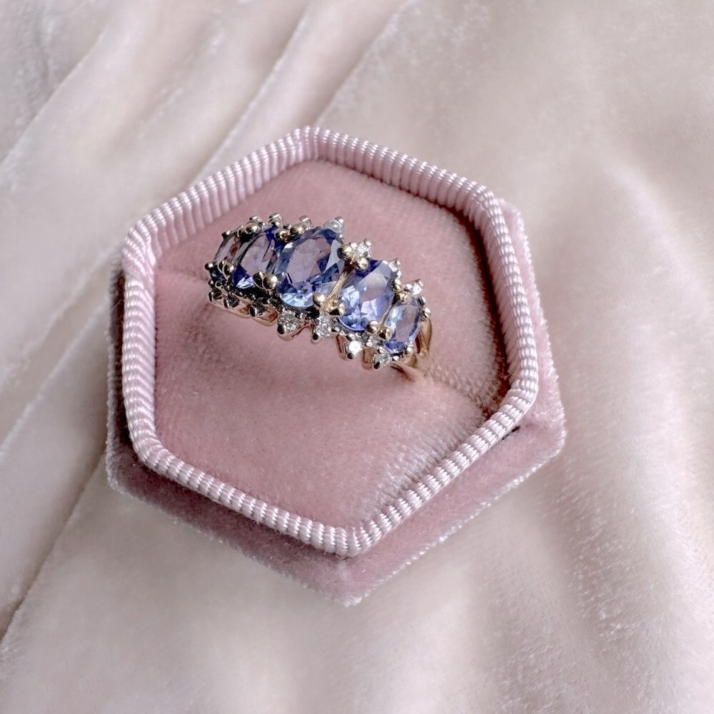 Tanzanite and Diamond Ring 14K Yellow Gold - Picture 3 of 17